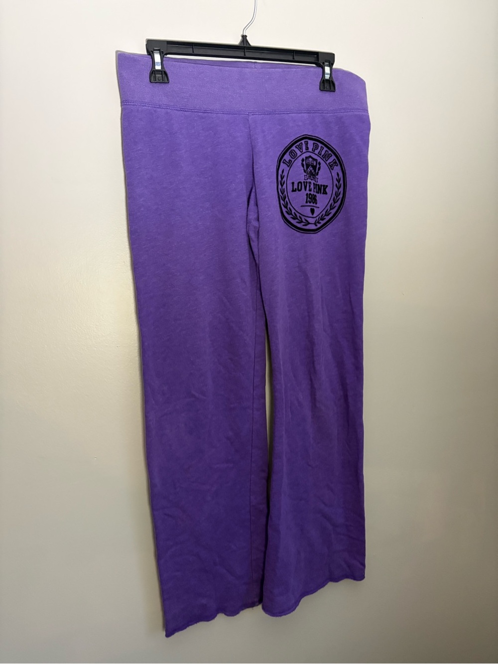 VTG Victoria's Secret PINK Purple Flare Sweatpants Crest Love Pink Graphic Small